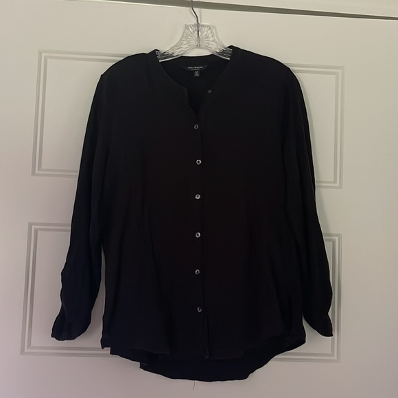 Lucky Brand Mixed Medium Button Down Blouse Black Small - Picture 5 of 13